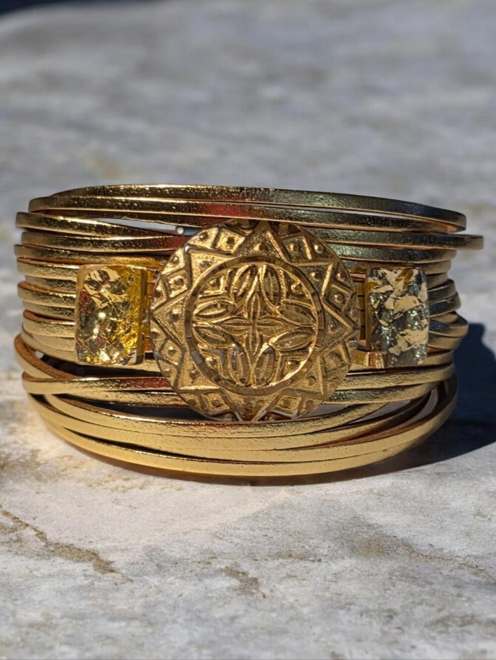 Boho Chic Metallic Gold Multi-Strand Cuff Bracelet